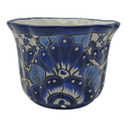 Talavera Flower Pot | Handcrafted Blue & White Mexican Ceramic