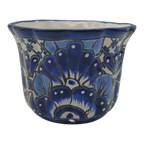 Talavera Flower Pot | Handcrafted Blue & White Mexican Ceramic