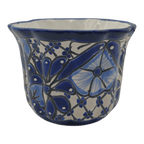 Talavera Flower Pot | Handcrafted Blue & White Mexican Ceramic
