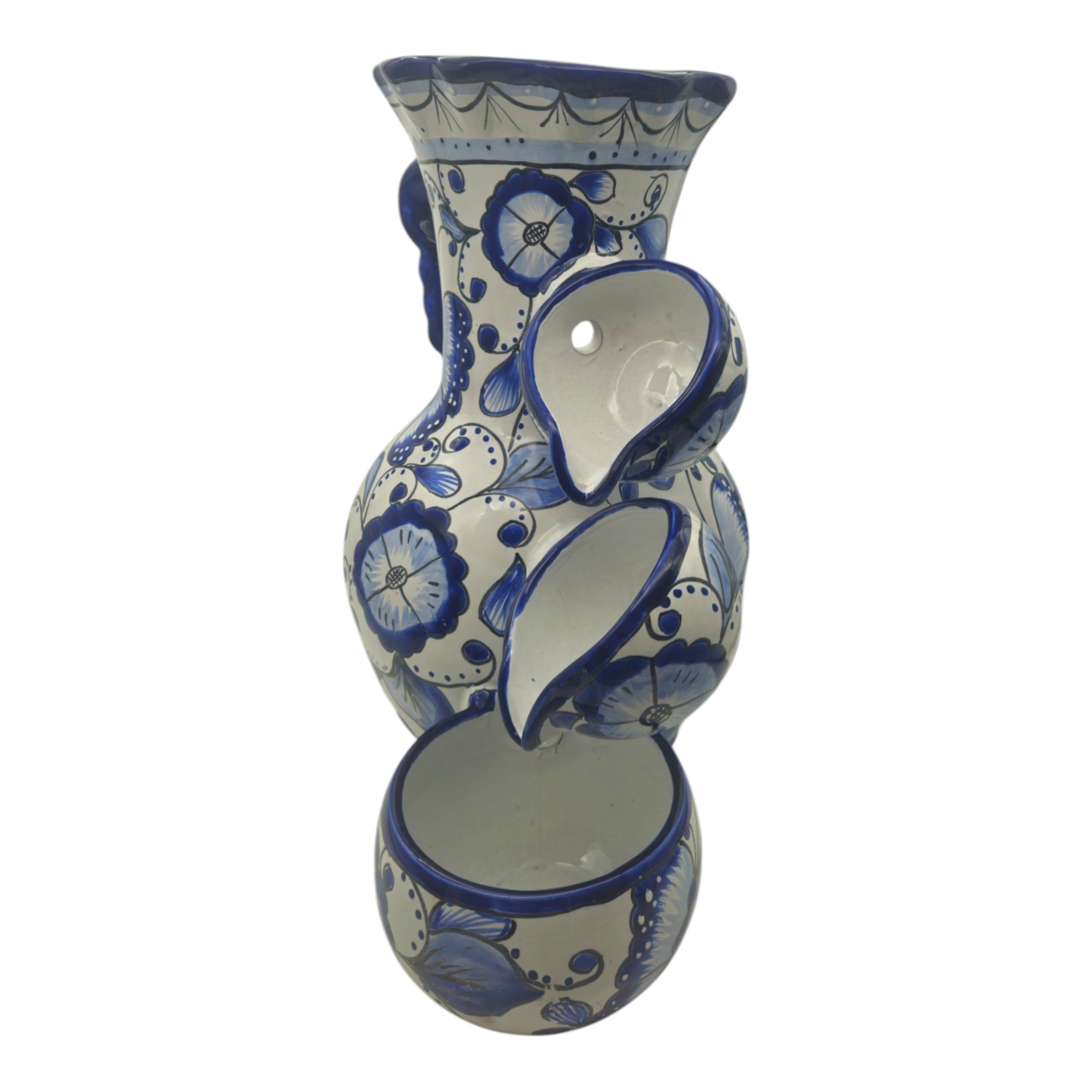 Handmade Talavera Fountain | Blue and White Mexican Ceramic Decor