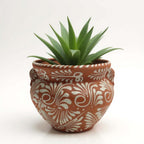 Handcrafted Talavera Flower Pot | Terracotta & White Design