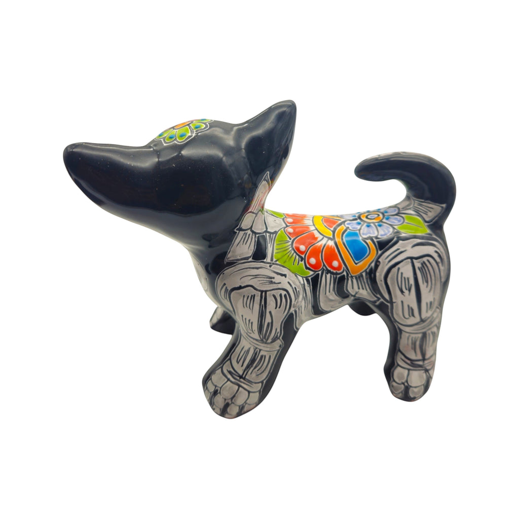 Talavera Chihuahua Figurine | Hand-Painted Day of the Dead Art