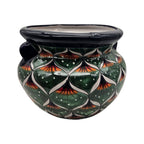 Vibrant Talavera Flower Pot | Green Peacock Design