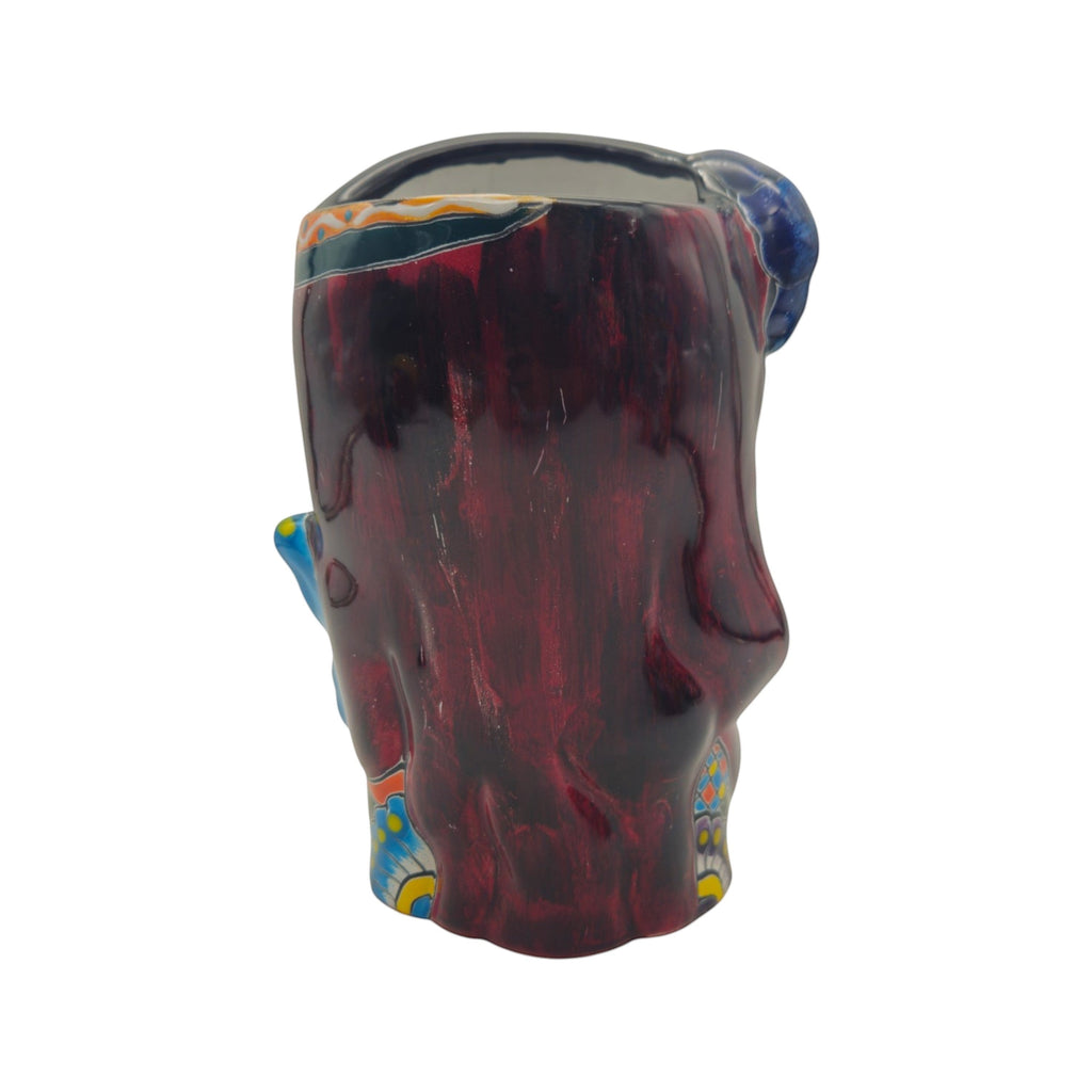 Talavera Butterfly Skull Planter | Handcrafted Day of the Dead Ceramic Pot