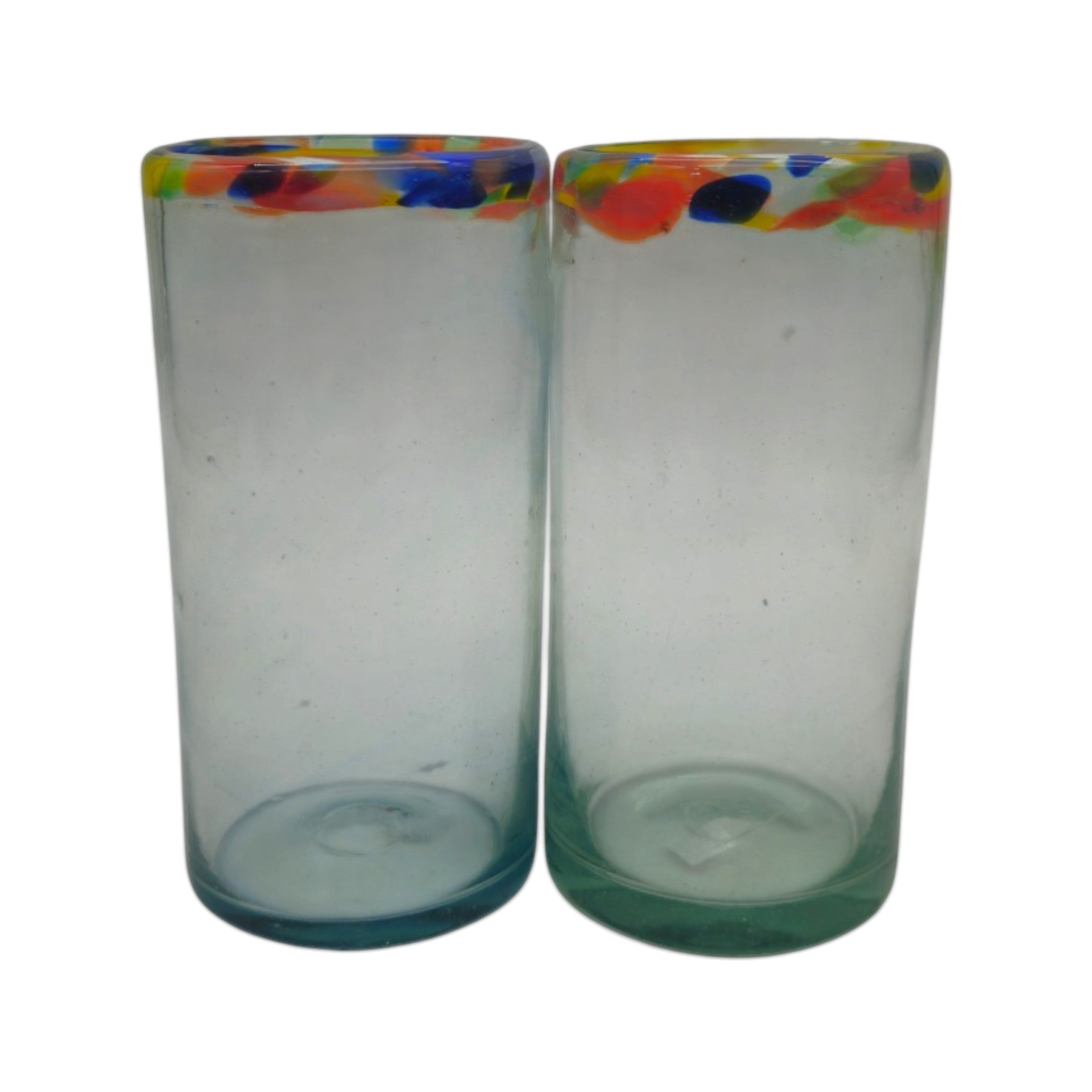 Hand Blown Colorful Tumbler Glass | Confetti Rim