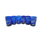 Handmade Mexican Drinking Glass | Blue with White Swirl
