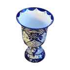 XL Talavera Planter | Hand-Painted Blue Pedestal Flower Pot