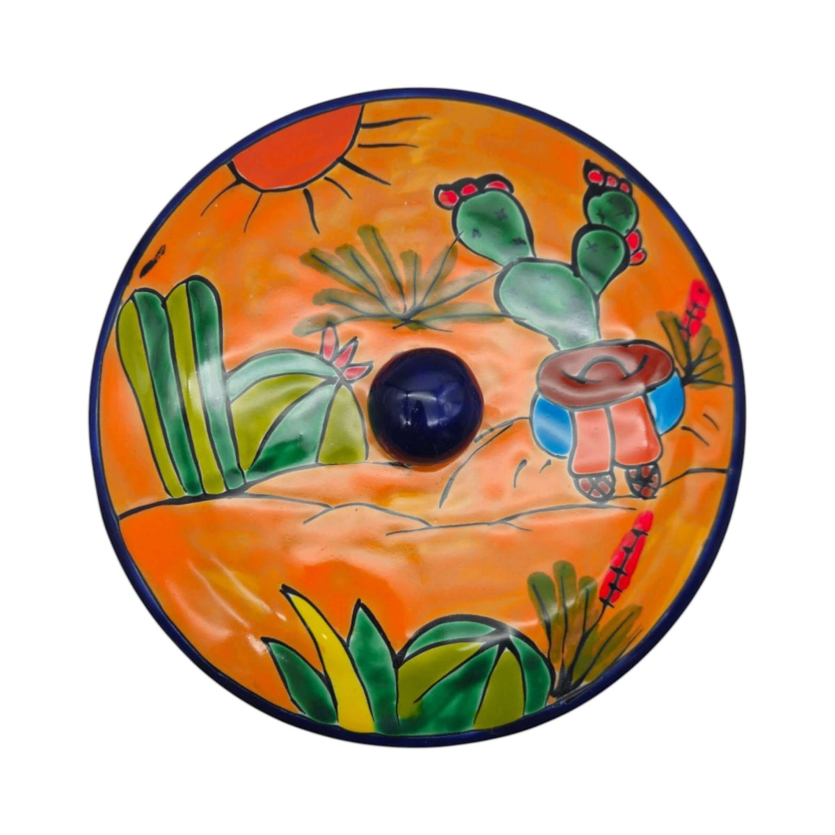 Handcrafted Talavera Tortilla Warmer | Colorful Mexican Sleeping Man Panchito