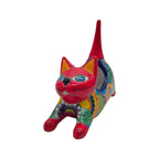 Talavera Cat Planter | Colorful Handcrafted Stretching Animal Pot