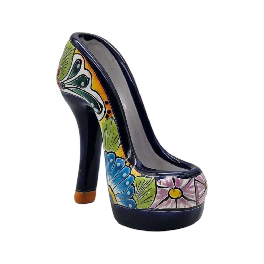 Talavera High Heel Statue | Colorful Handmade Mexican Decor