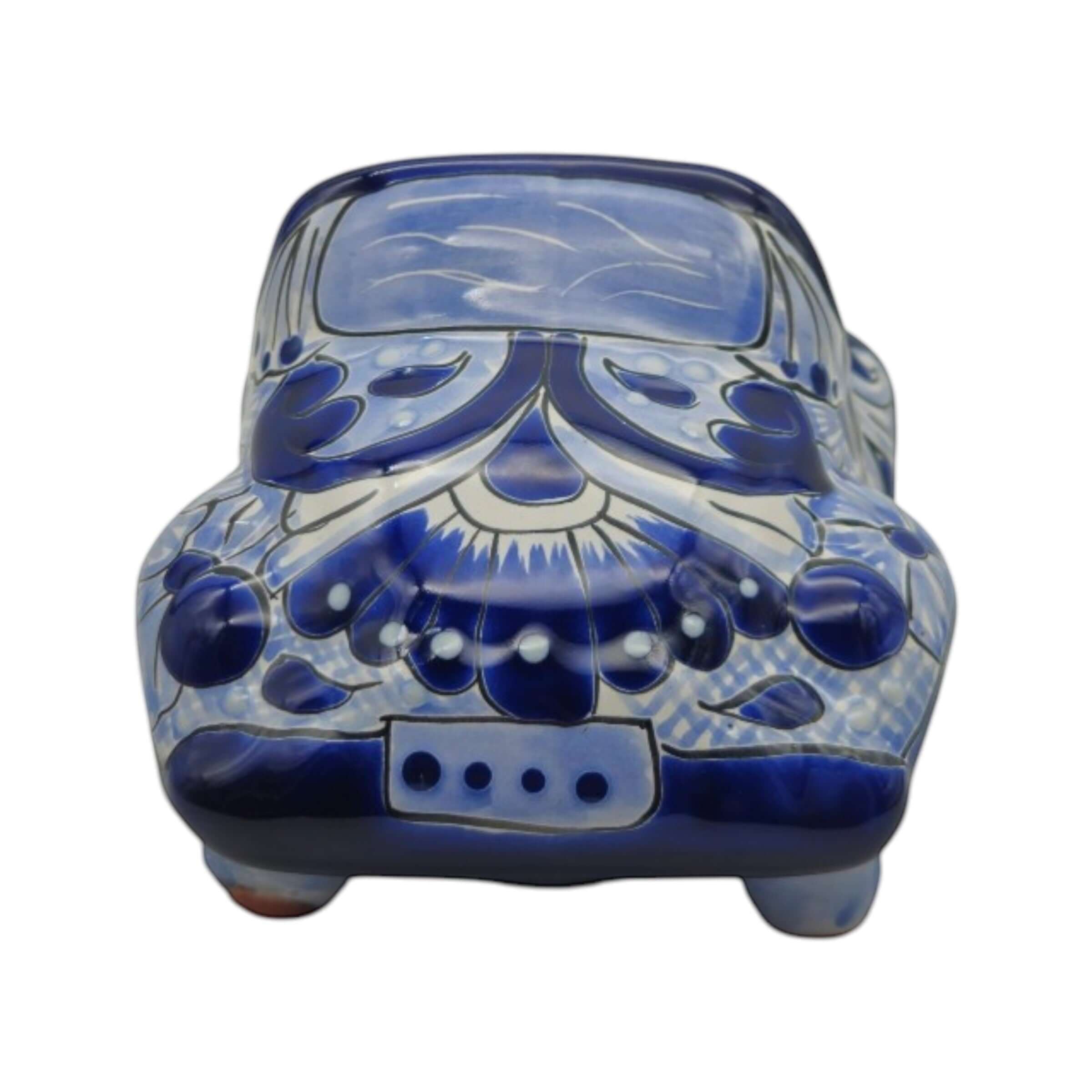 Talavera Car Planter | Small Blue & White Handmade Ceramic Pot