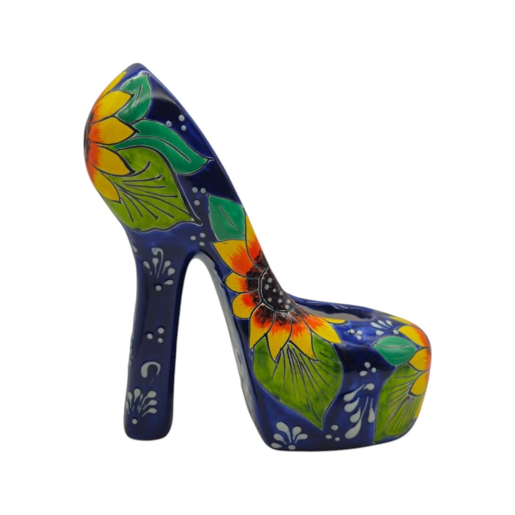 Colorful Talavera High Heel Statue | Handmade Mexican Home Decor