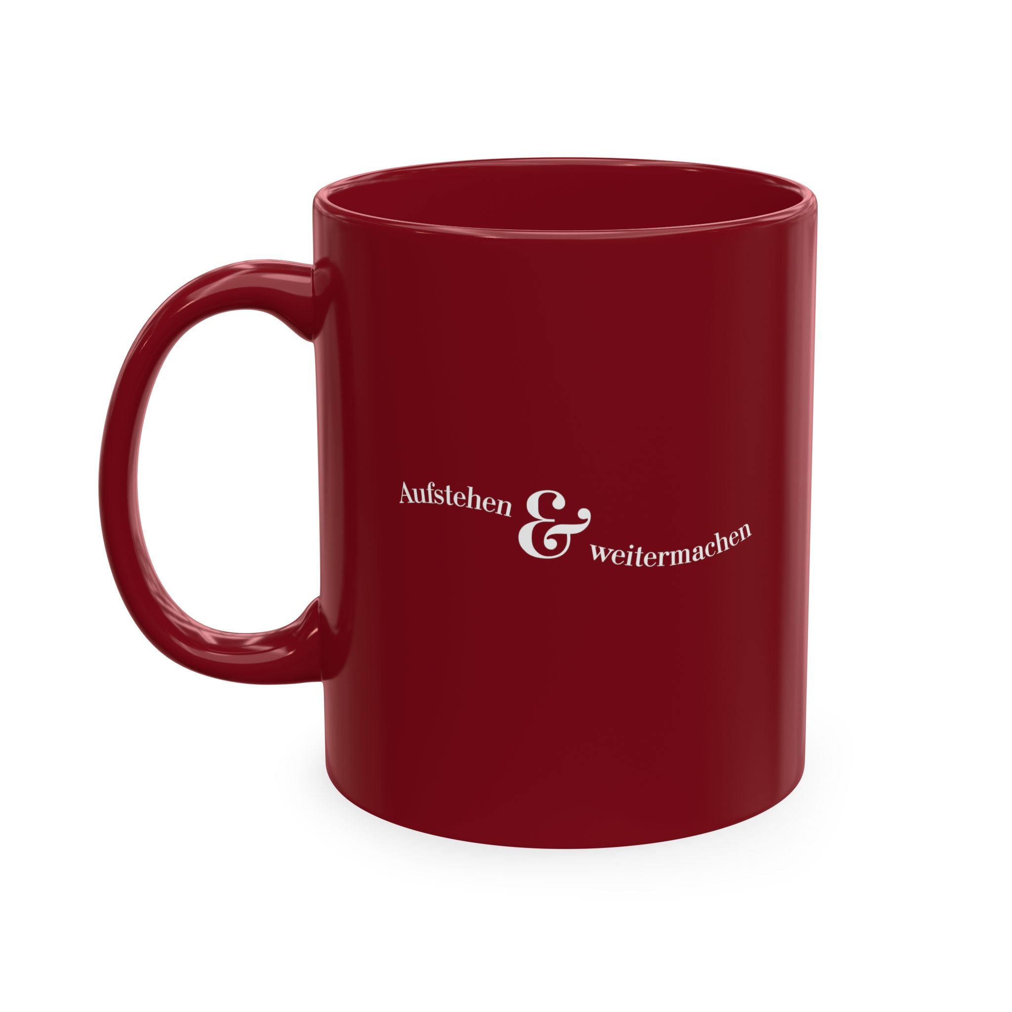Aufstehen und weitermachen Minimalist Mug, Ceramic Mug for mental health