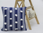 Blue 20" X 20" Decorative Throw Pillow with Pom Pom