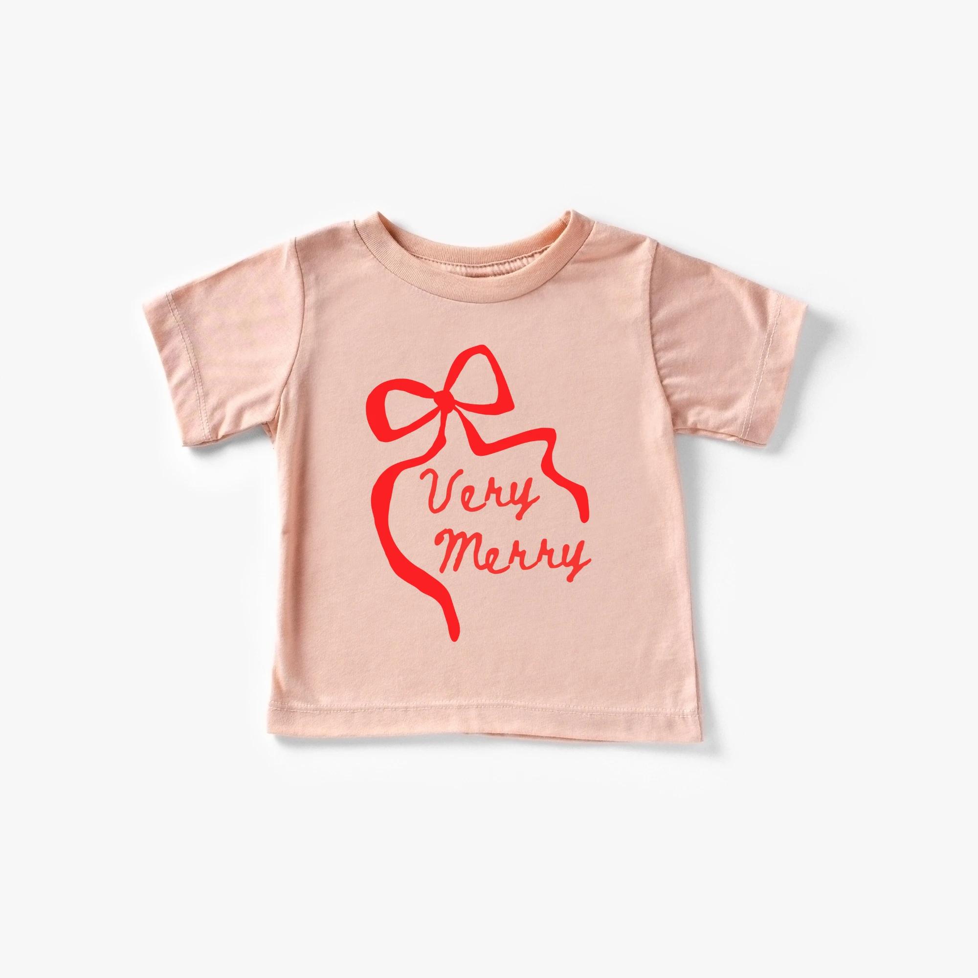 Very Merry toddler and youth bow tee shirt, Christmas collection by Benny and Ray Apparel