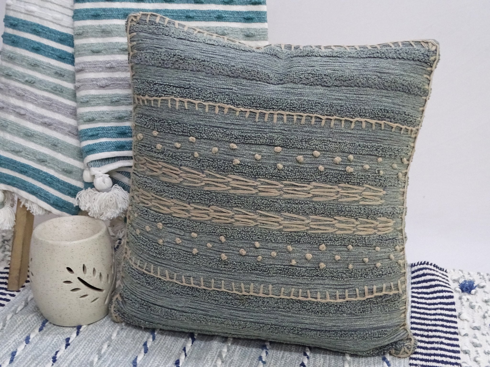 20"X20" Embroidery Throw Pillow for couch Throw Pillow La Vie Bien 20"X20" Embroidery Throw Pillow for couch