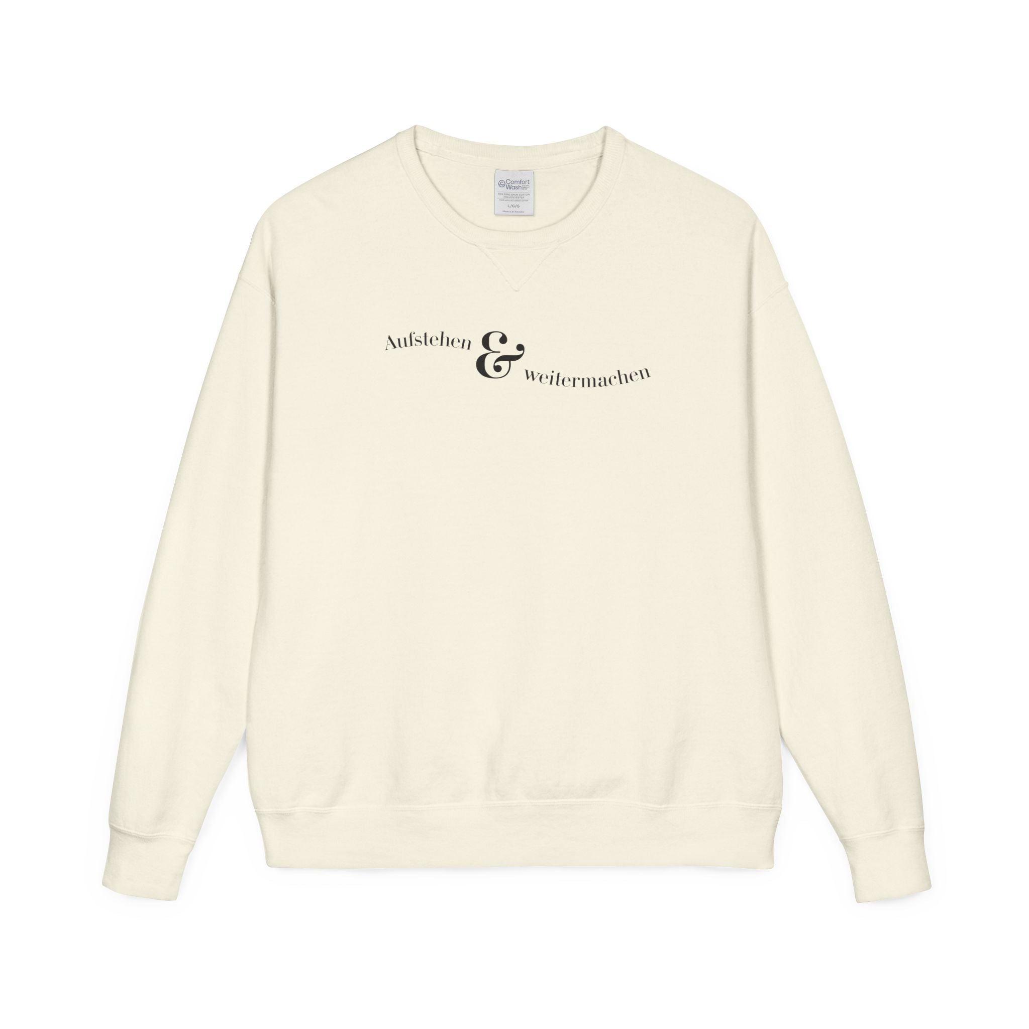 aufstehen und weitermachen Mental Health Sweatshirt crewneck, minimalist text logo sweater