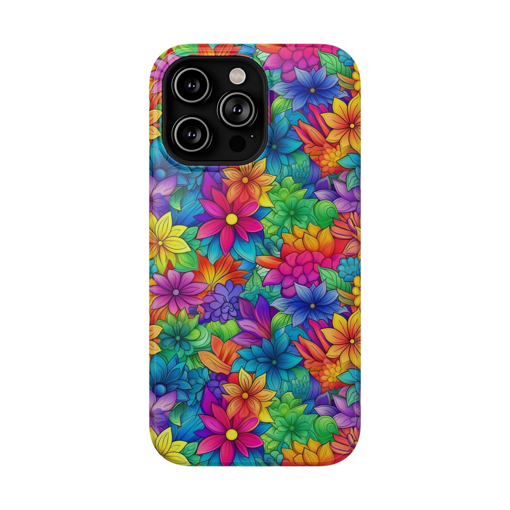 Bespattered Facade Bright Rainbow Flowers Impact-Resistant Case