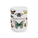 Mariposas Butterfly Ceramic Mug, Vintage style spanish 11oz & 15oz Coffee Cup