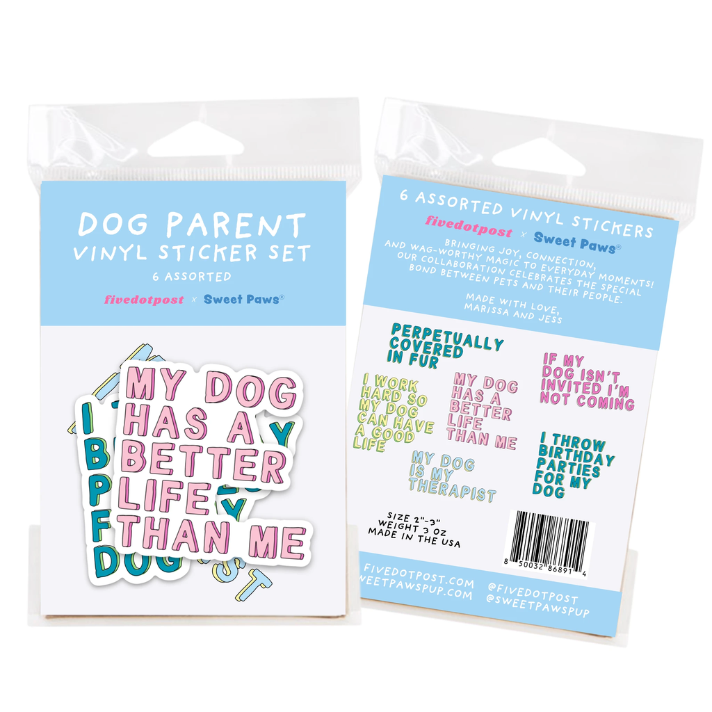 Dog Parent Sticker Pack – 6 Vinyl Stickers for Pet Owners by Five Dot Post