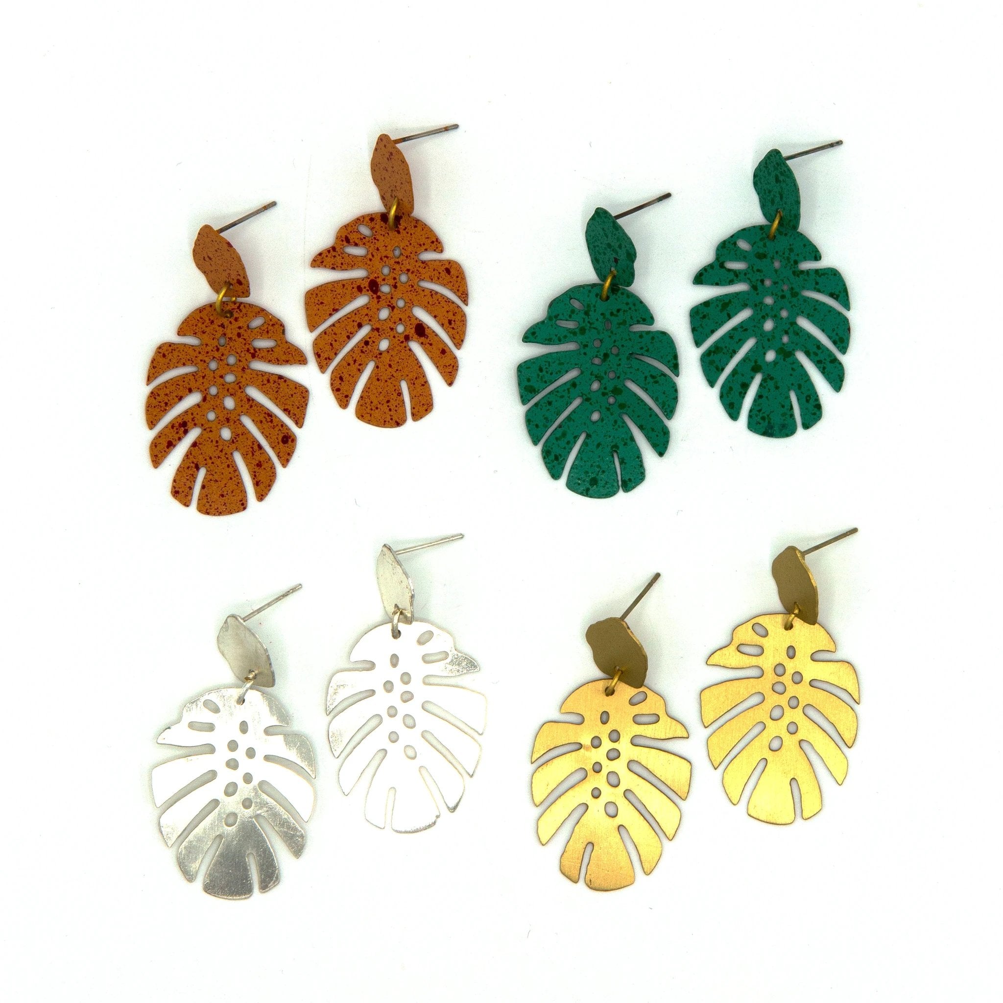 Monstera Studs by Fair Anita
