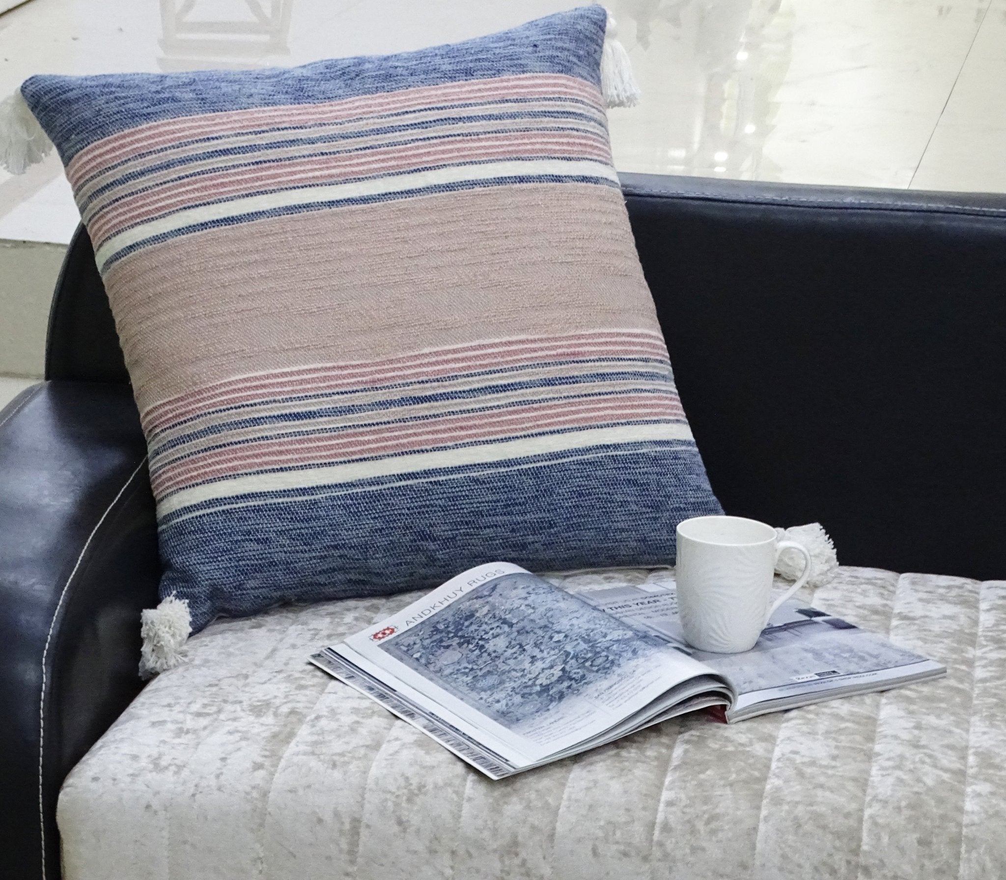 22" X 22" Throw Pillow for couch with Tassels Home Furnishings La Vie Bien 22" X 22" Throw Pillow for couch with Tassels