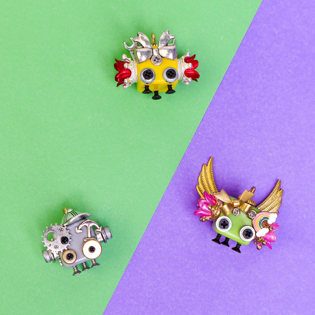 Handcrafted Wooden Bot Necklace, Keychain, or Mini Decor