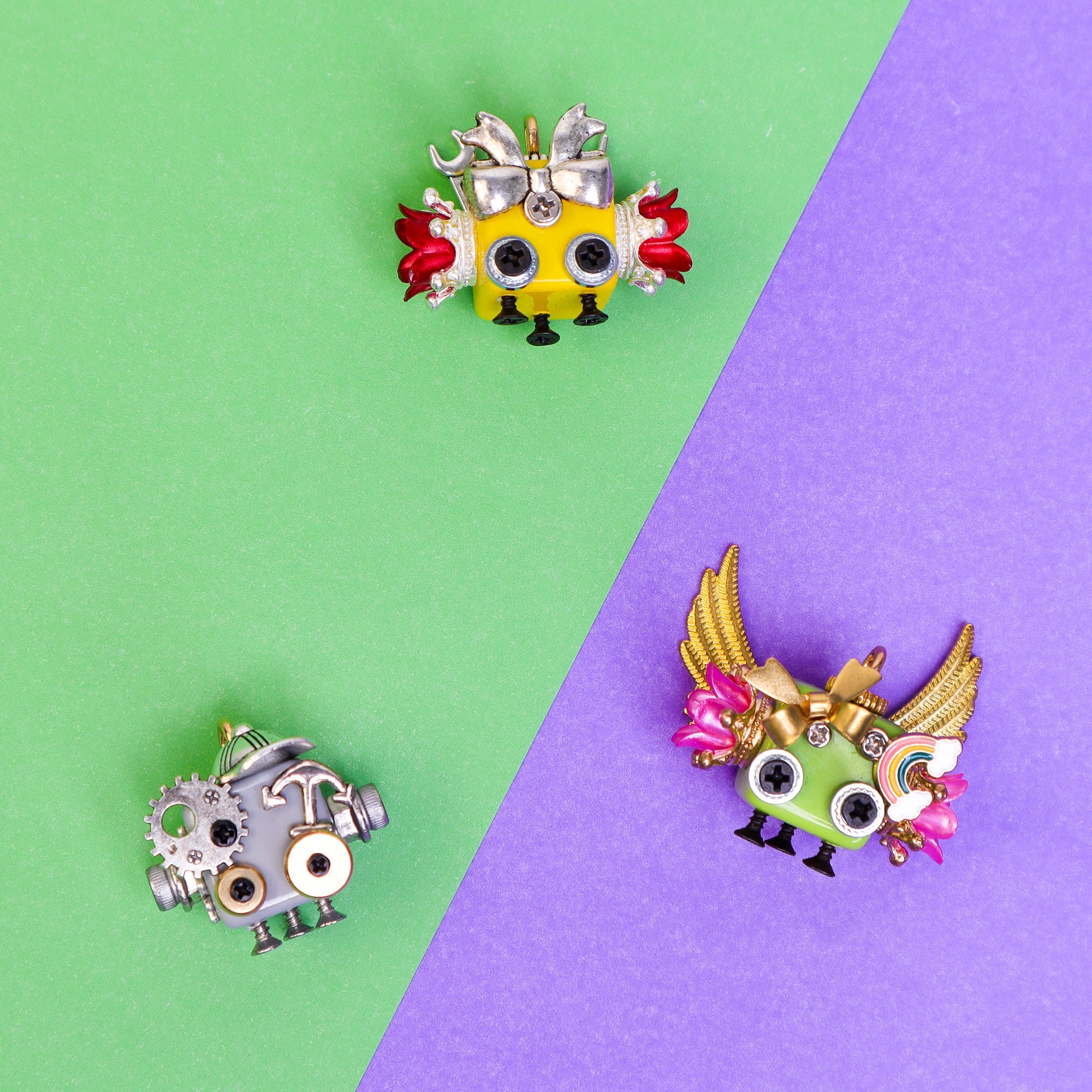 Handcrafted Wooden Bot Necklace, Keychain, or Mini Decor