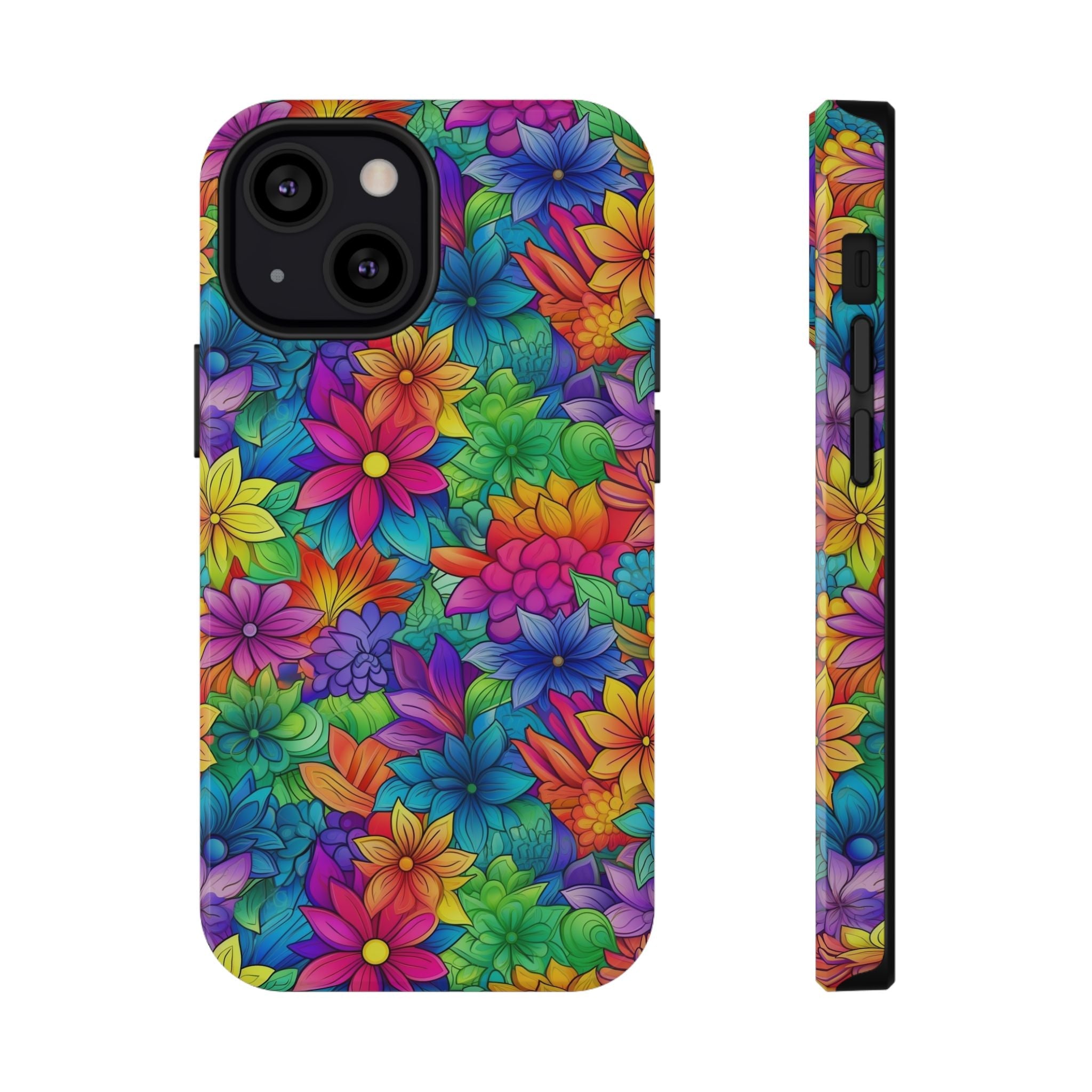 Bespattered Facade Bright Rainbow Flowers Impact-Resistant Case
