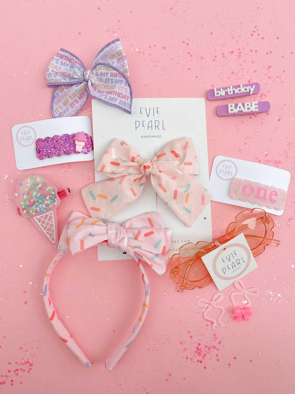 Ten Hot Pink Glitter Snap Clip