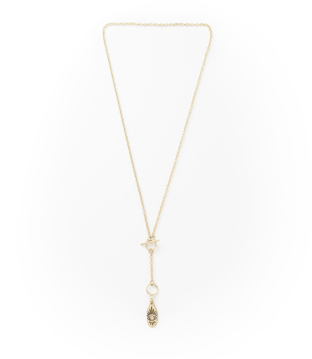 Ruchi Evil Eye Charm Dainty Drop Lariat Necklace