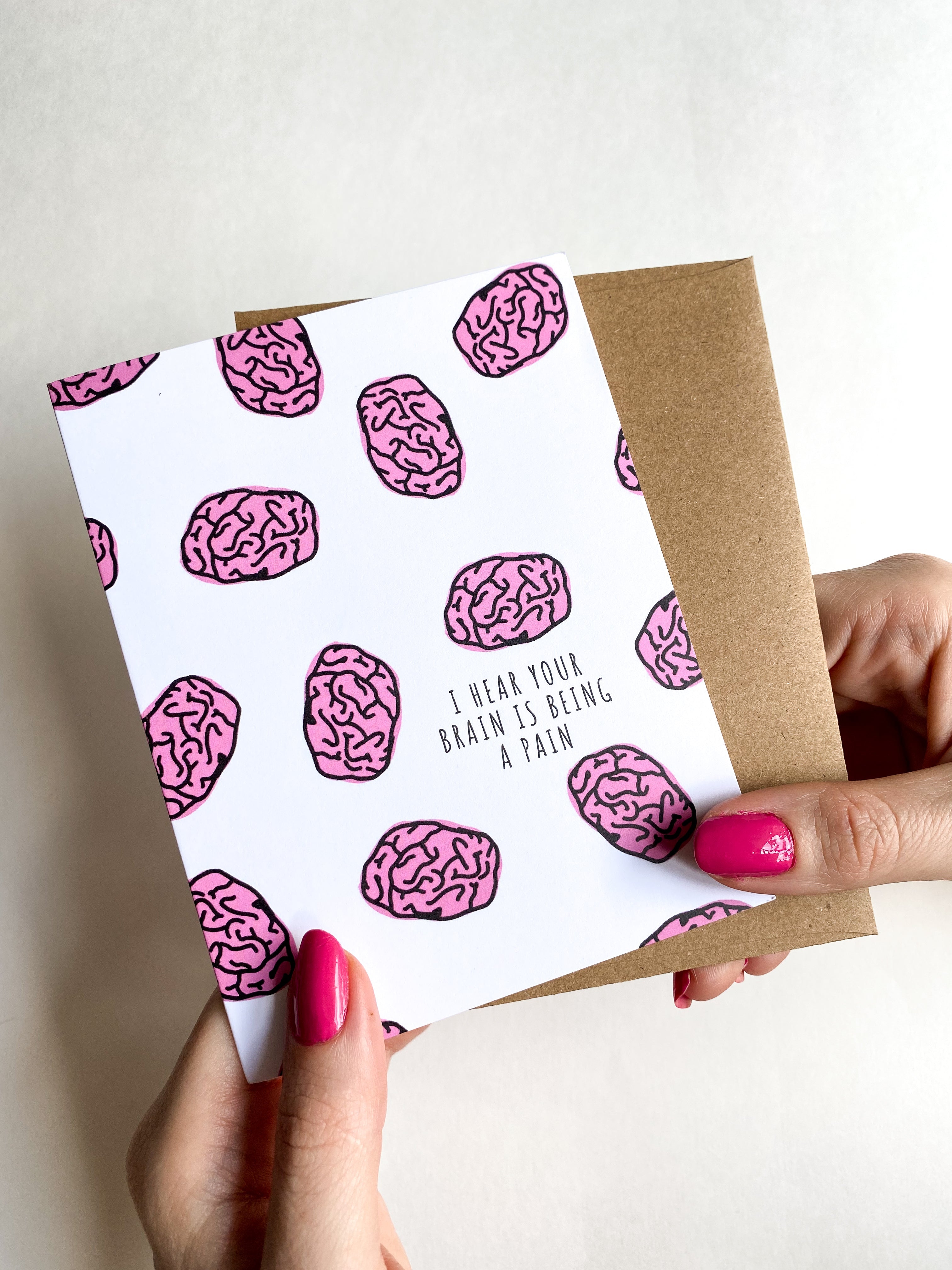 I Hear Your Brain Is Being a Pain Card – Funny Brain Cancer Get Well Card, Supportive Encouragement Card