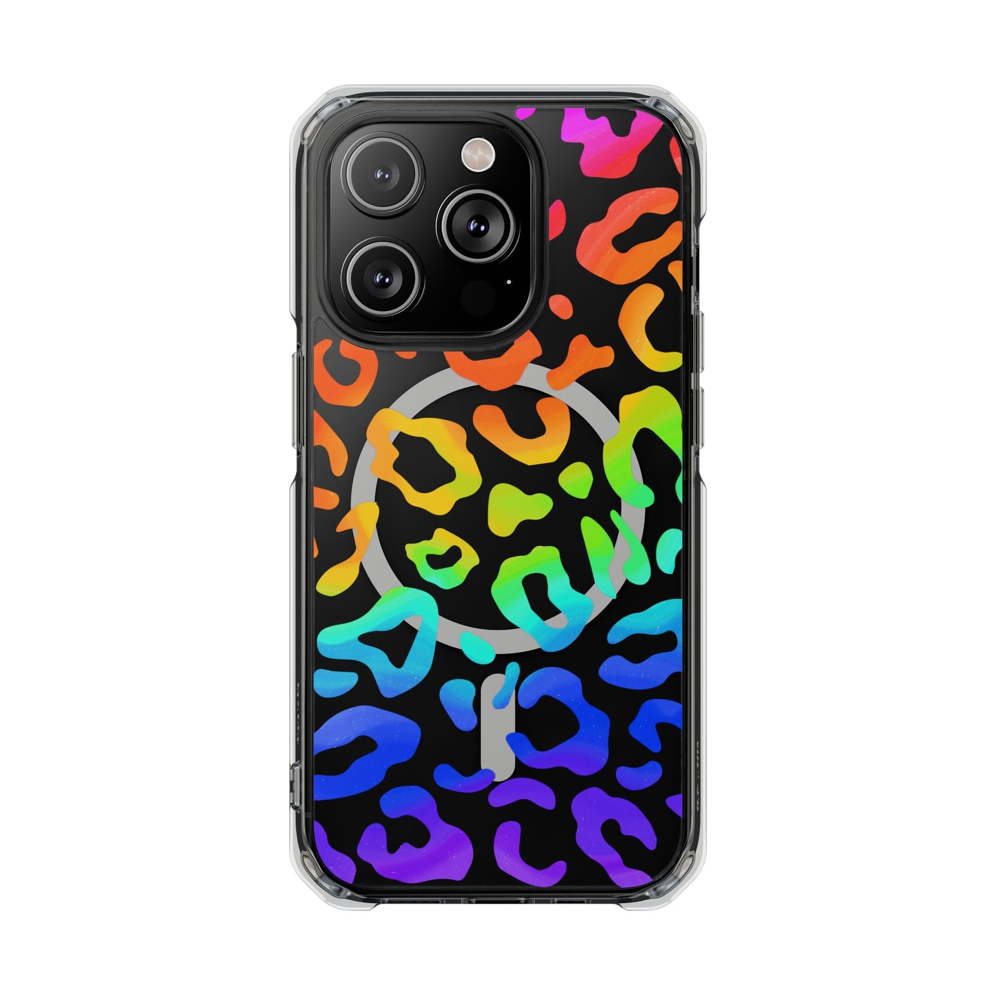 Bespattered Facade Watercolor Rainbow Leopard MagSafe Clear Impact Case