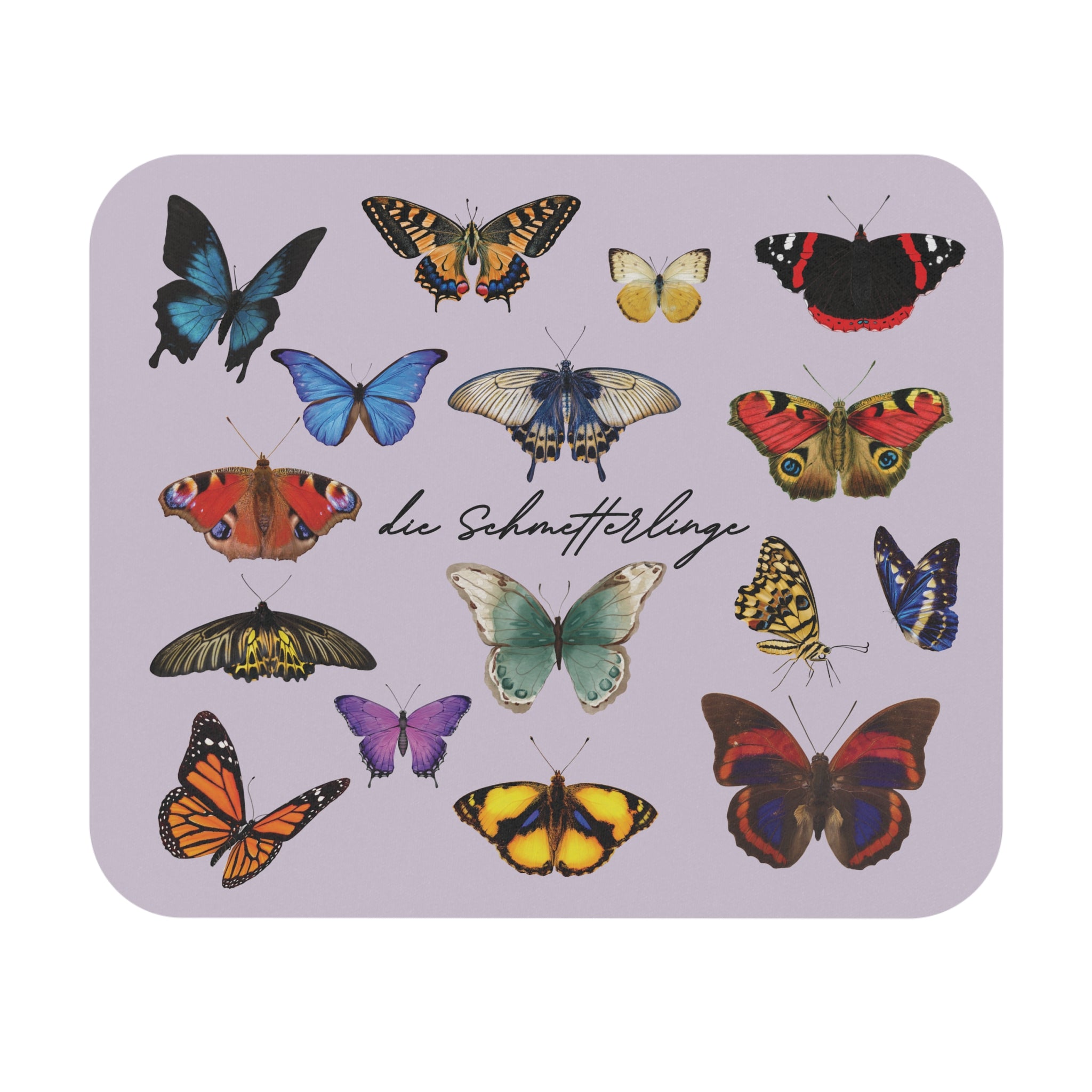 die Schmetterlinge German Butterfly Mouse Pad in dusty purple – Vintage Botanical Desk Mat