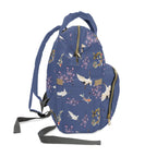 Cranes, Koi fish, and Cherry Blossoms Diaper Backpack - Japanese nature inspired