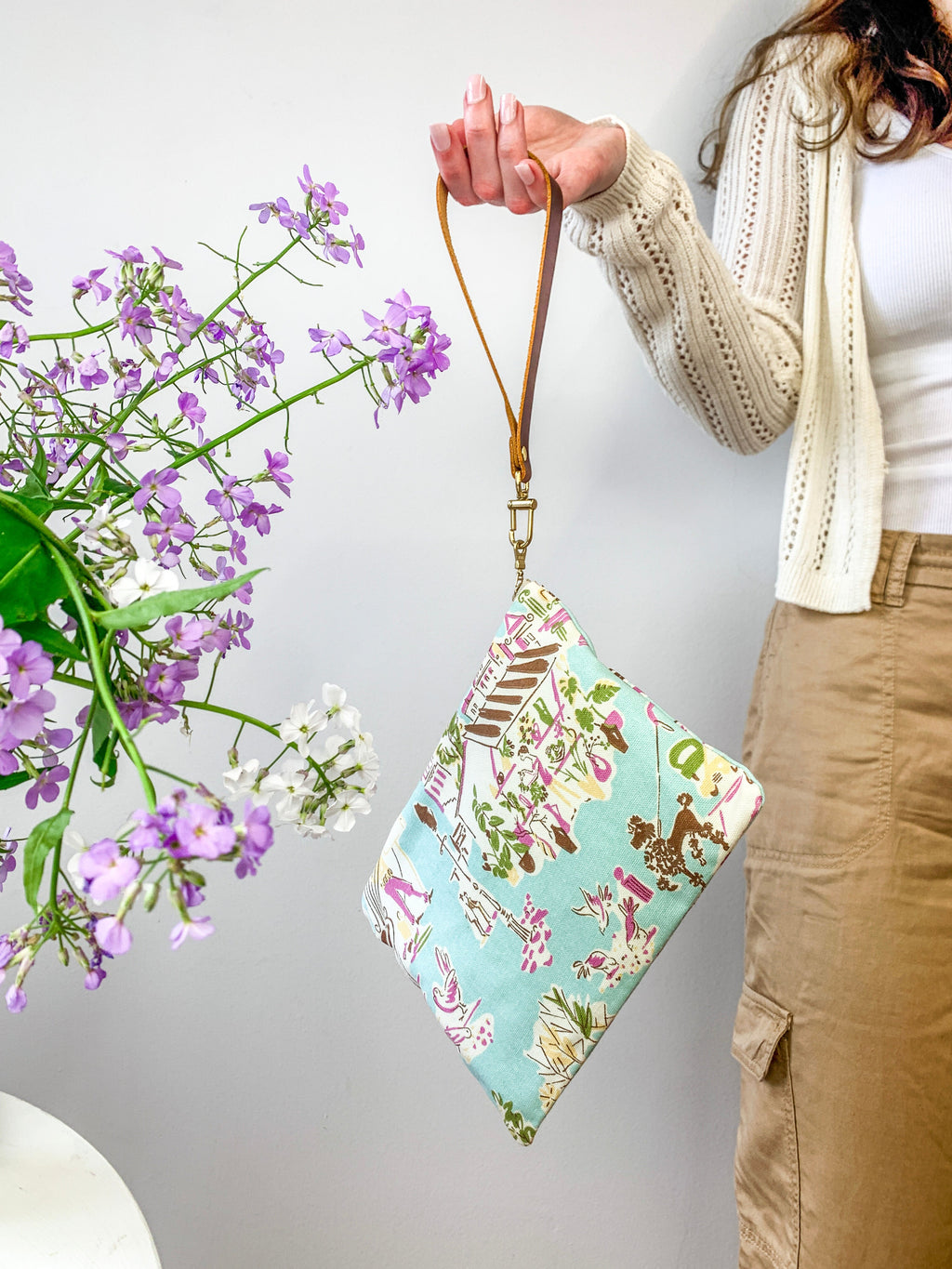 Summertime in Paris Wristlet Aqua