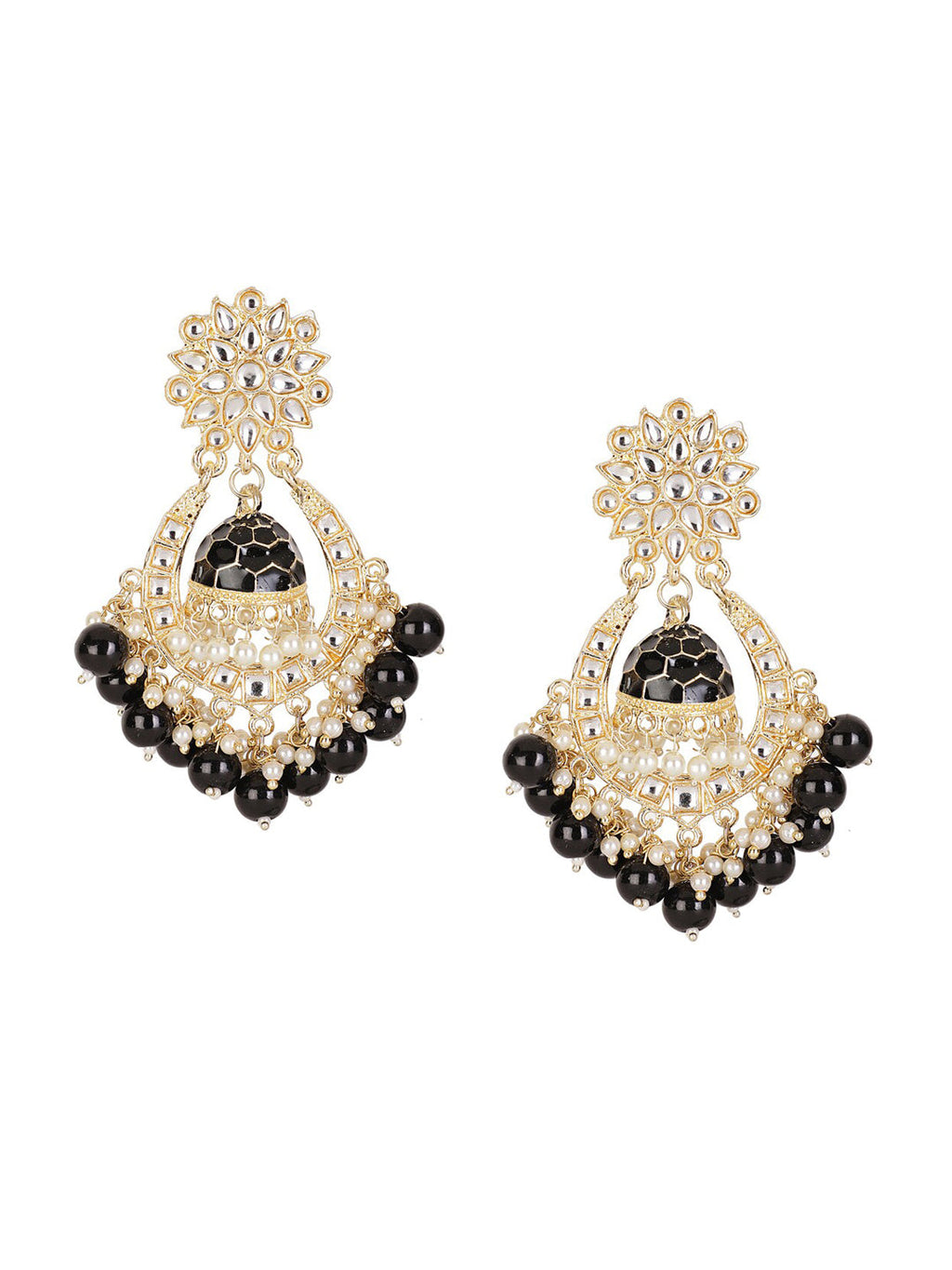 Shining Diva Black Classic Chandbalis Earrings