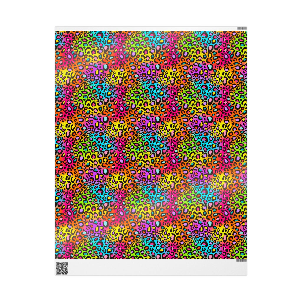 Bespattered Facade Rainbow Leopard Wrapping Paper | Three Sizes | Glossy or Matte