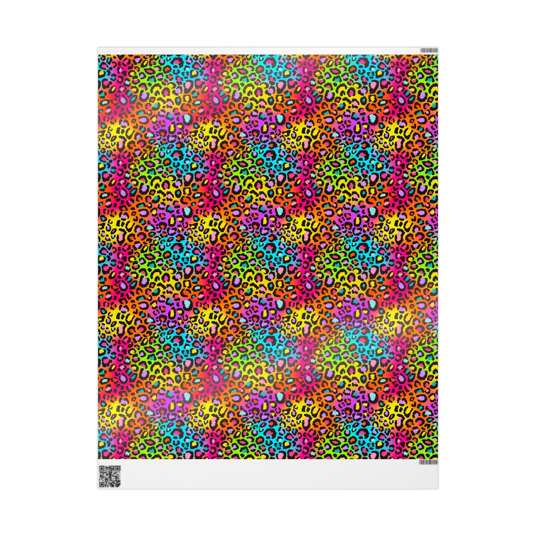 Bespattered Facade Rainbow Leopard Wrapping Paper | Three Sizes | Glossy or Matte