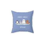 French chers vœux d'hiver Decorative Throw Winter Wishes Pillow, Cute Arctic Animals