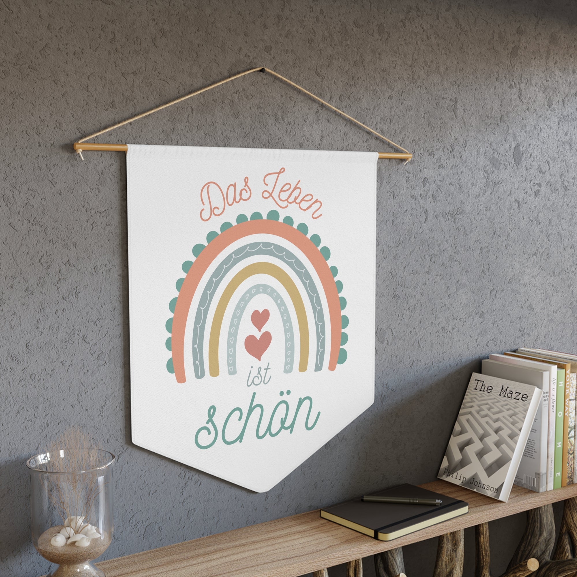 Das Leben ist schön German Rainbow Pennant Wall Art