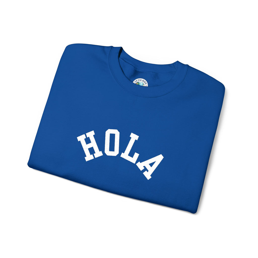 HOLA embroidered collegiate font Crewneck Sweatshirt - Gift for Spanish speakers