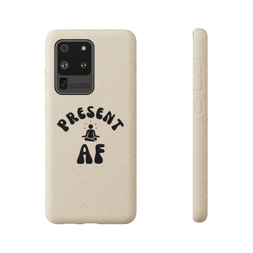 Present AF eco friendly meditation phone case, biodegradable iPhone Samsung cell cover