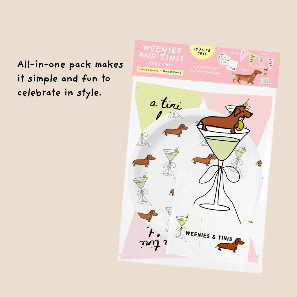 Sweet Paws x Five Dot Post "Weenies and Tinis" Pawty Pack 18 pc set by Five Dot Post