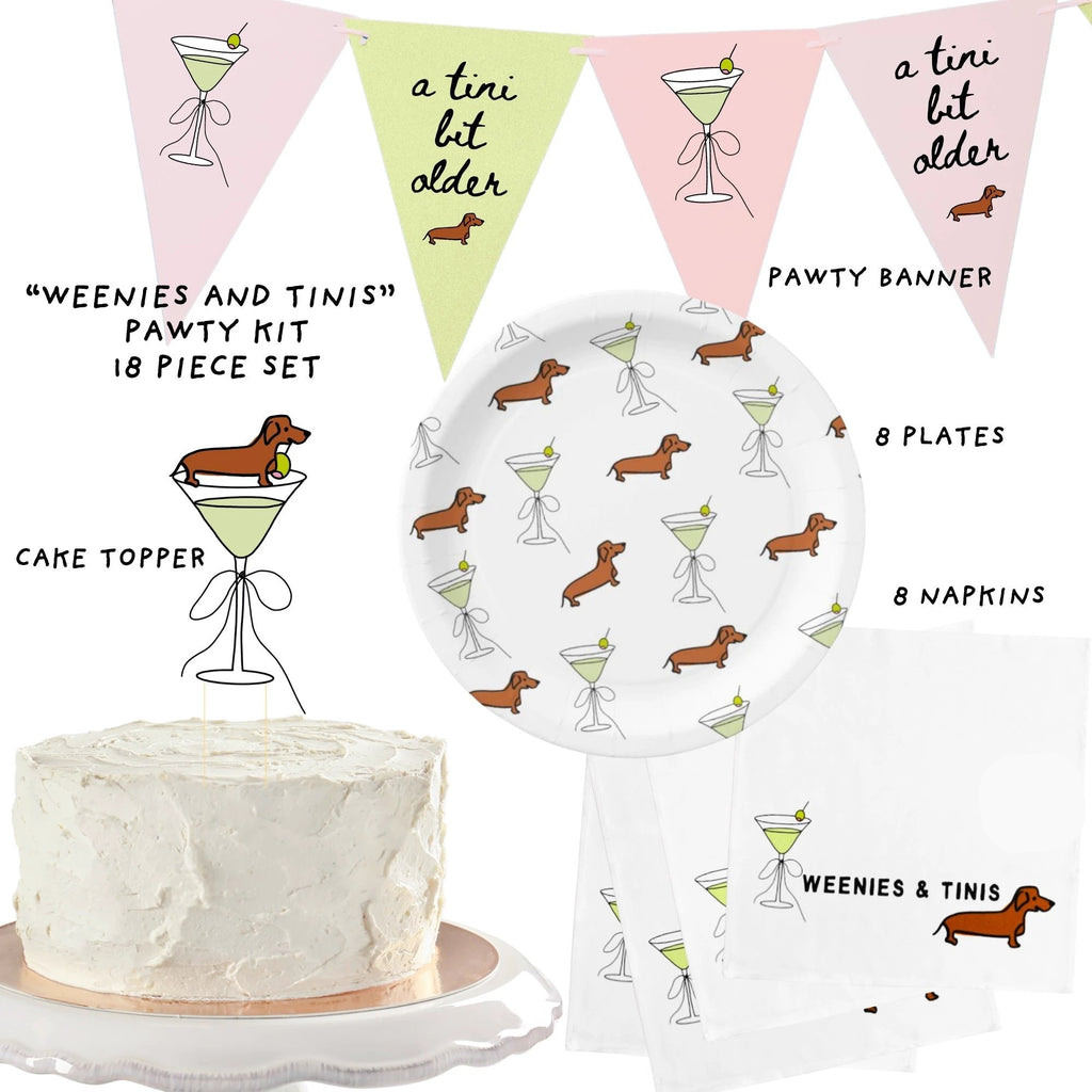 Sweet Paws x Five Dot Post "Weenies and Tinis" Pawty Pack 18 pc set by Five Dot Post