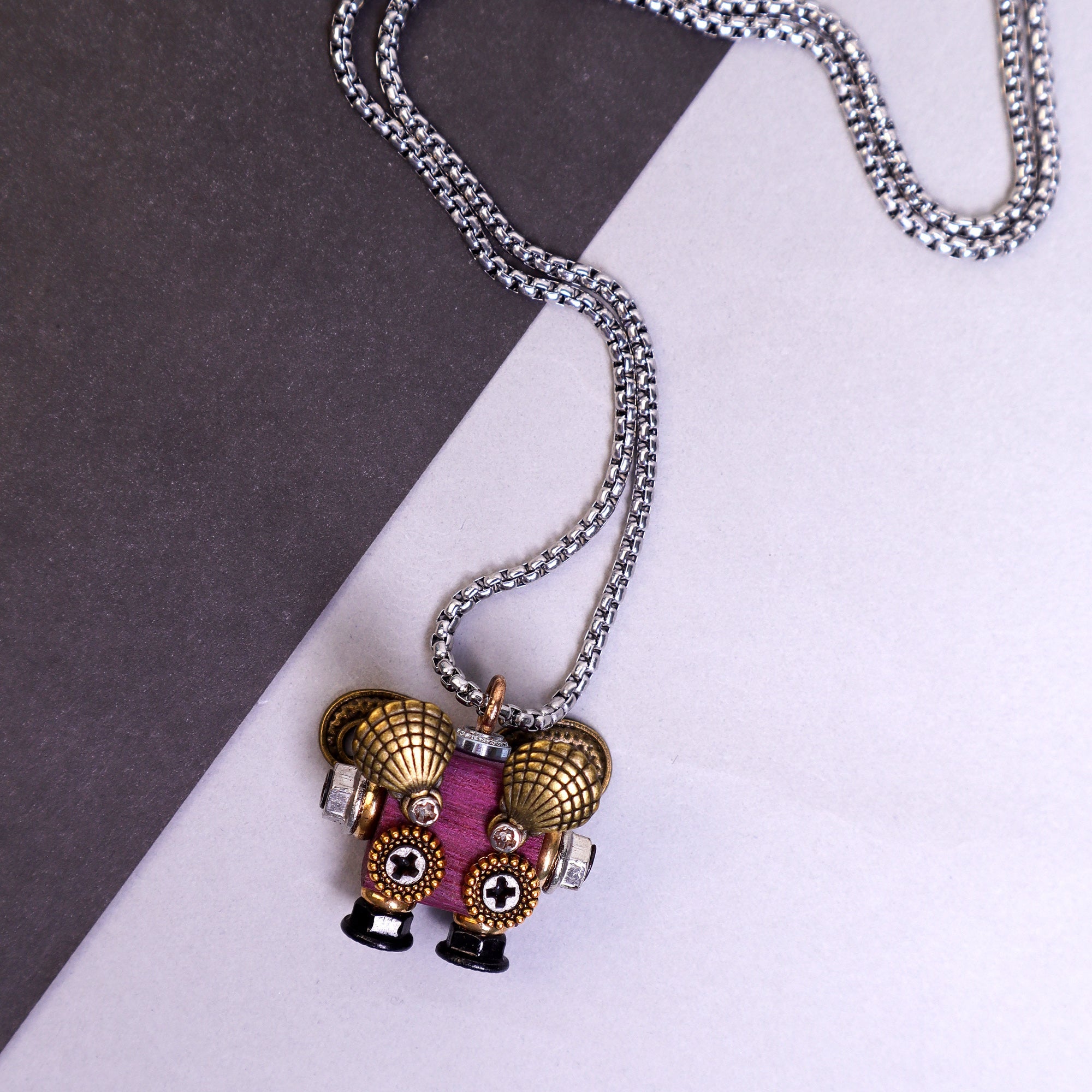 Handcrafted Wooden Bot Necklace, Keychain, or Mini Decor