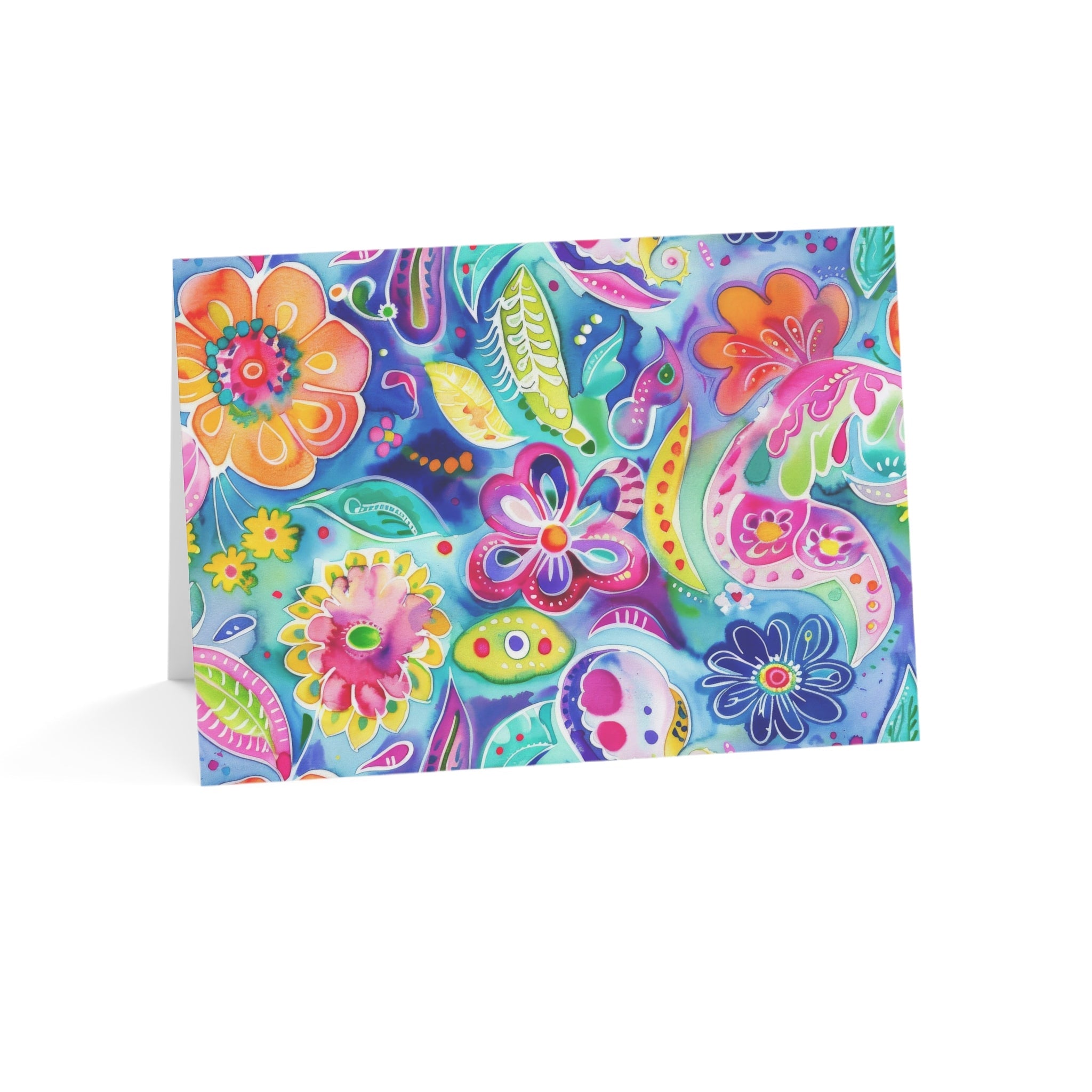 Bespattered Facade Colorful Flowers Greeting Cards | Sets of 1, 10, 30, or 50