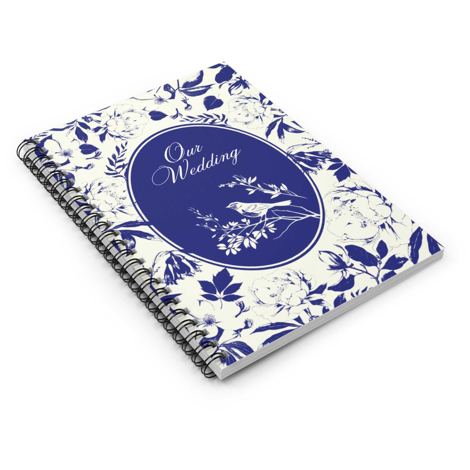 Our Wedding spiral notebook, Journal with Bird, Elegant Floral Notebook, Ruled Line Notebook, Wedding Planner Notebook, Bridal Shower Gift