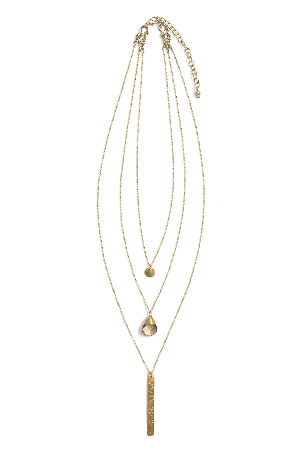 Triple Strand Multi-Way Pendant Necklace - Brass by Fair Anita