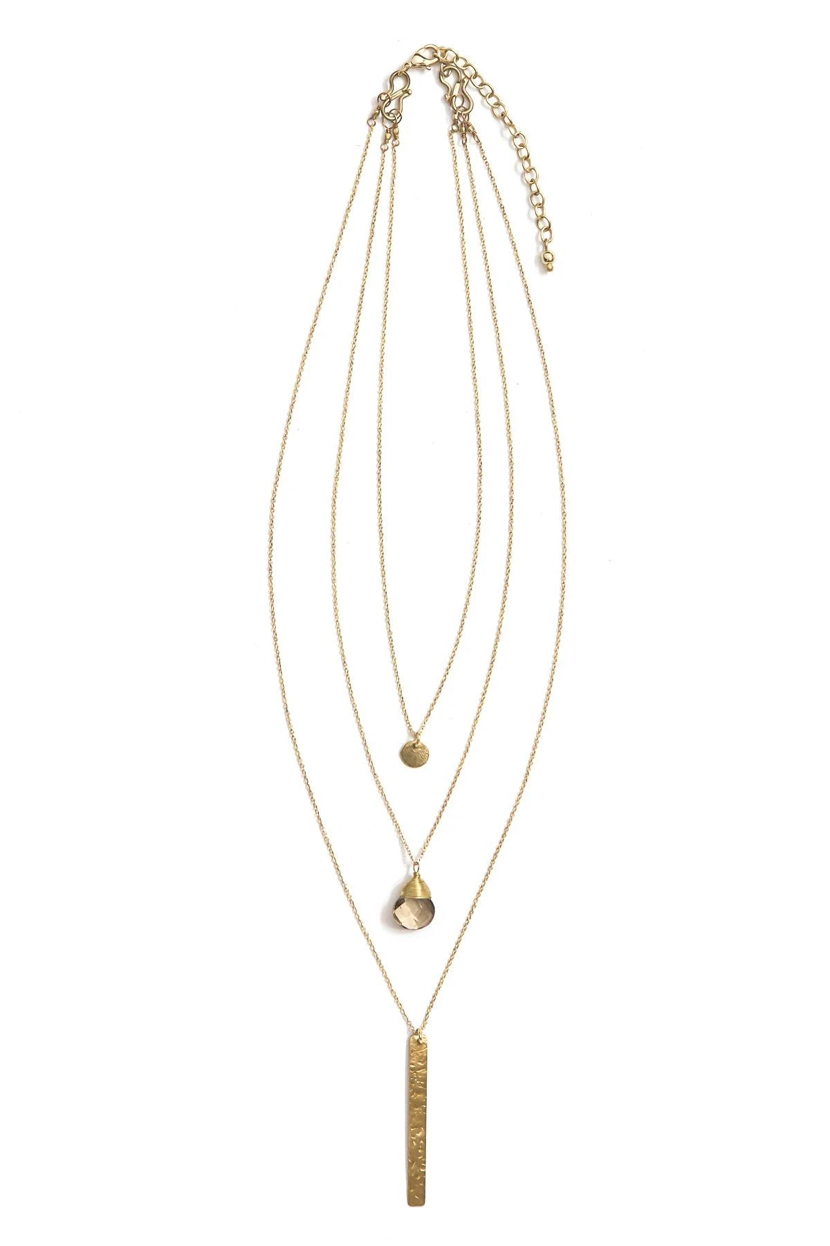 Triple Strand Multi-Way Pendant Necklace - Brass by Fair Anita